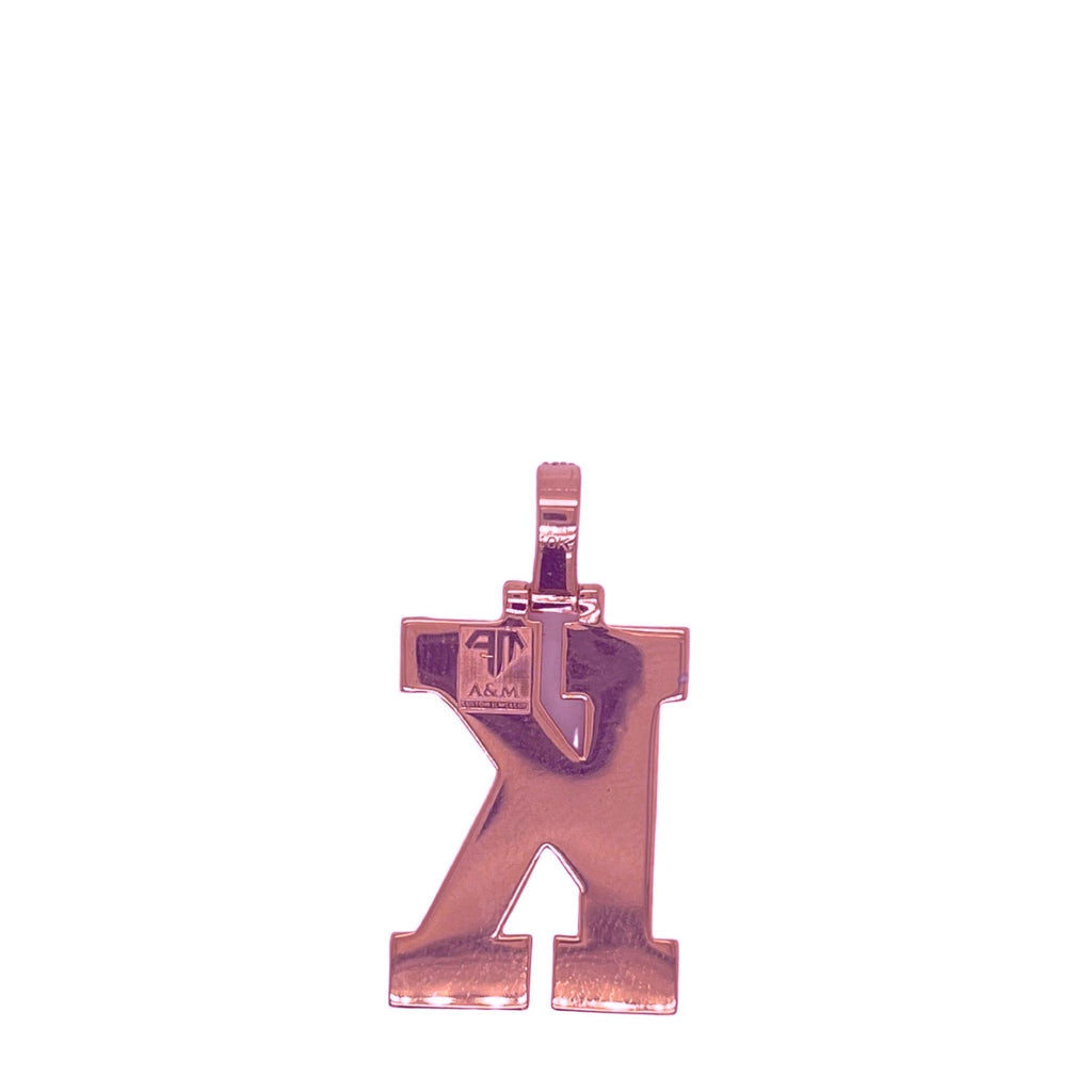 10K Rose White Gold 3D Letter K Initial Diamond Pendant 1.78 CT 1.5"